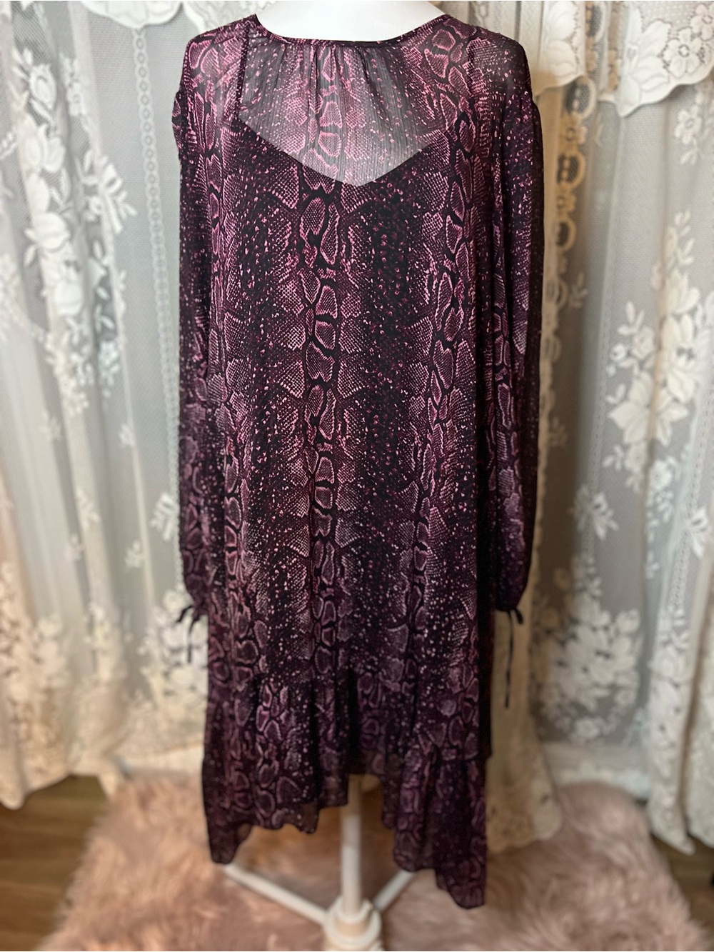 Addition Elle Purple Snake-Print Midi Dress Plus Size